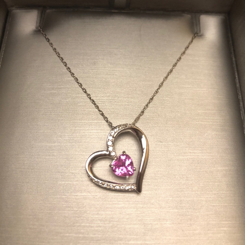 Pink Sapphire Heart Necklace